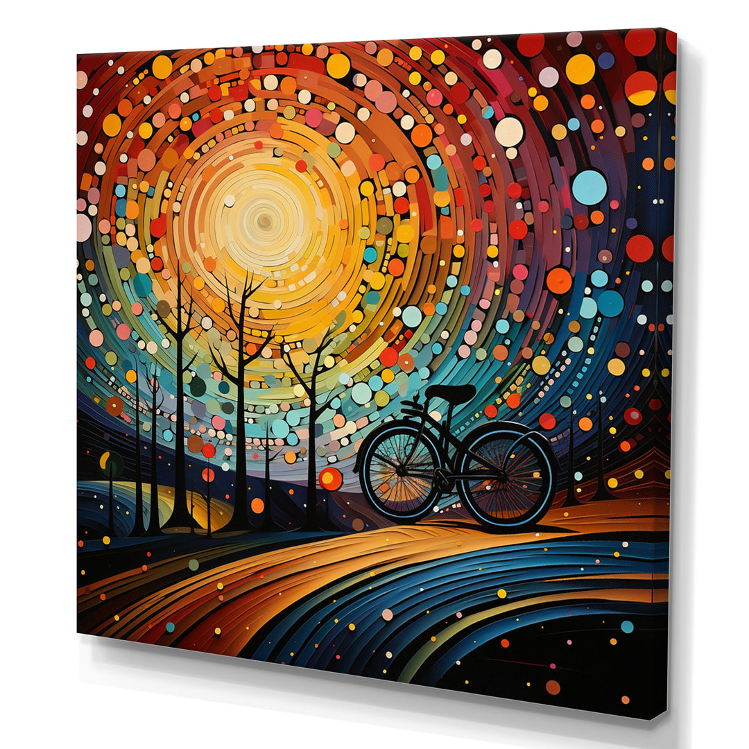 Bicycle Abstracted Wheels Pointillism - Bicycle Canvas Wall Art