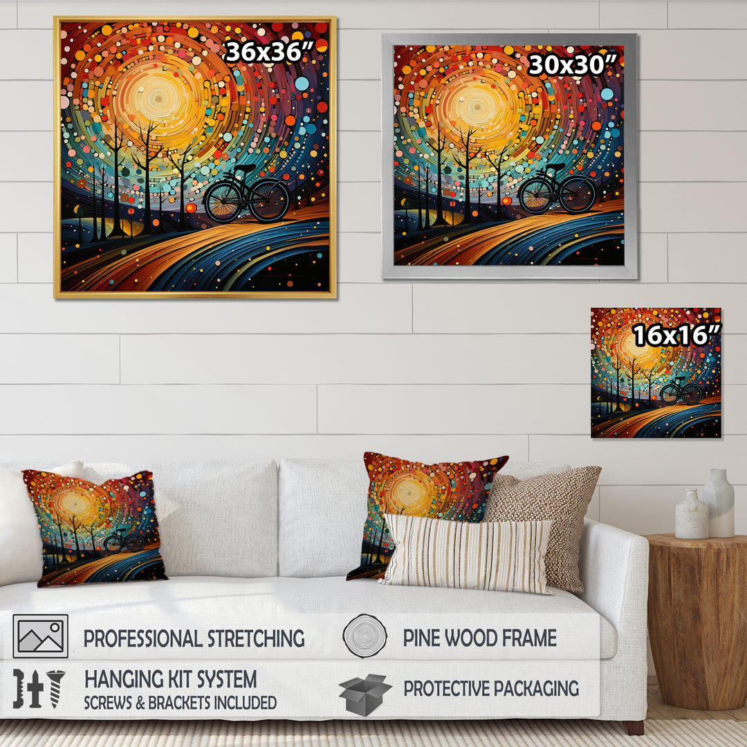 Bicycle Abstracted Wheels Pointillism - Bicycle Canvas Wall Art