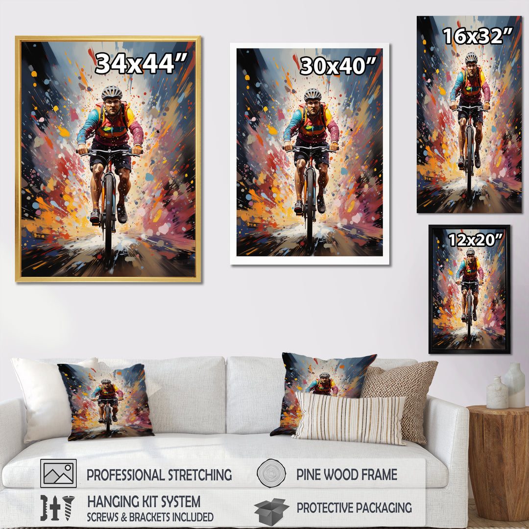 Bicycle Bold Rides Pointillism I - Bicycle Canvas Wall Art