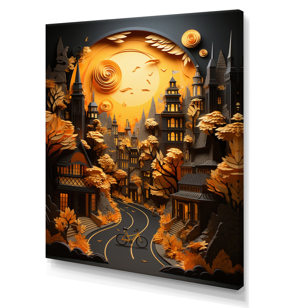 Bicycle City Cycling Papercut - Bicycle Canvas Wall Art