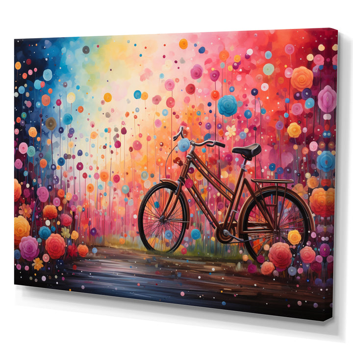Bicycle Dreamlike Bicycles Pointillism - Bicycle Canvas Wall Art