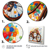 Bicycle Joyful Rides Pointillism I - Bicycle Canvas Wall Art
