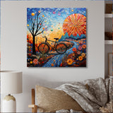 Bicycle Mosaic Spokes Pointillism - Bicycle Canvas Wall Art