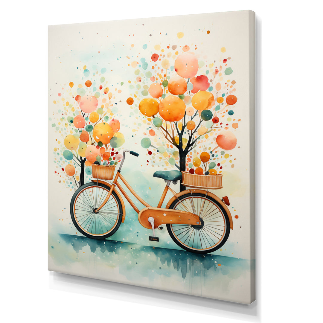 Bicycle Peaceful Rides Pointillism - Bicycle Canvas Wall Art