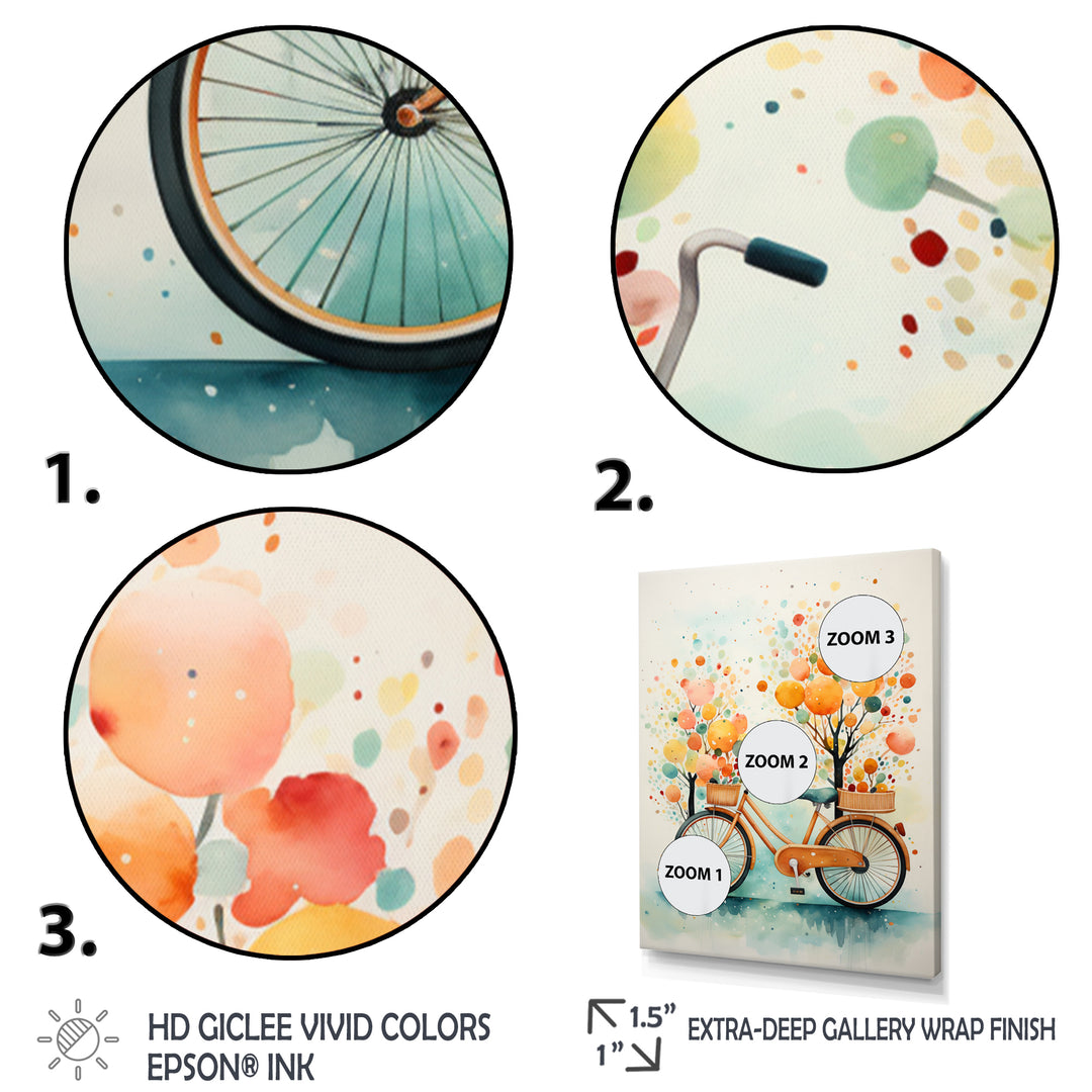 Bicycle Peaceful Rides Pointillism - Bicycle Canvas Wall Art