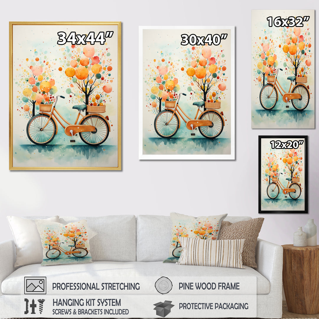 Bicycle Peaceful Rides Pointillism - Bicycle Canvas Wall Art