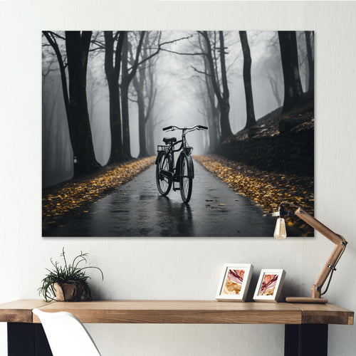 Bicycle Pedaling Into The - Bicycle Canvas Wall Art