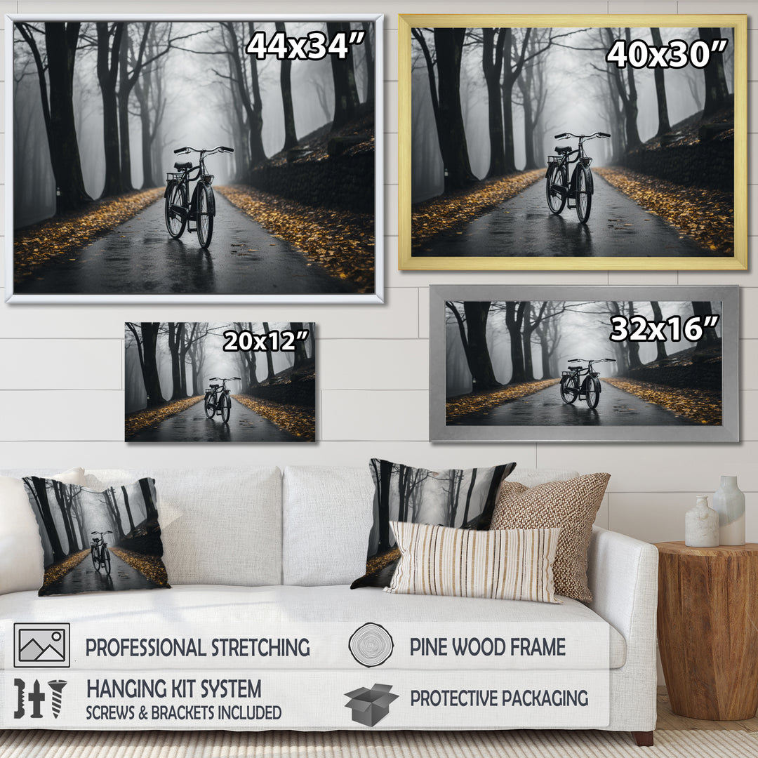 Bicycle Pedaling Into The - Bicycle Canvas Wall Art