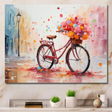 Bicycle Pedaling Memories Pointillism - Bicycle Canvas Wall Art