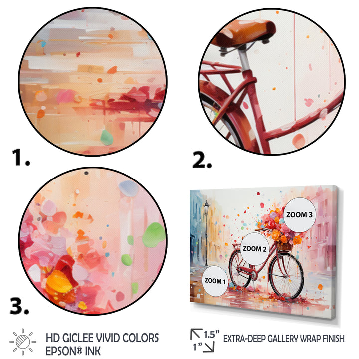 Bicycle Pedaling Memories Pointillism - Bicycle Canvas Wall Art