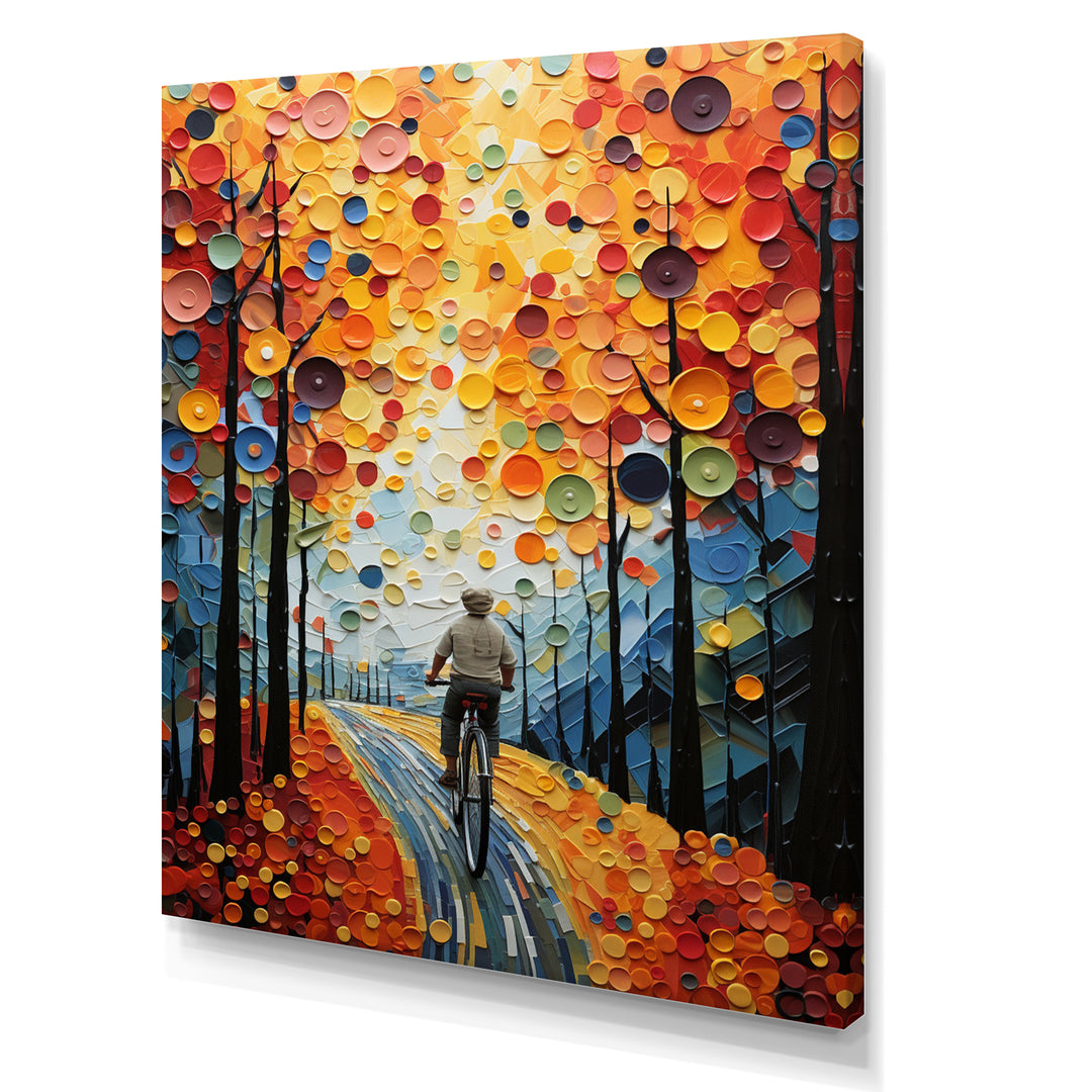 Bicycle Journey Pointillism - Bicycle Canvas Wall Art
