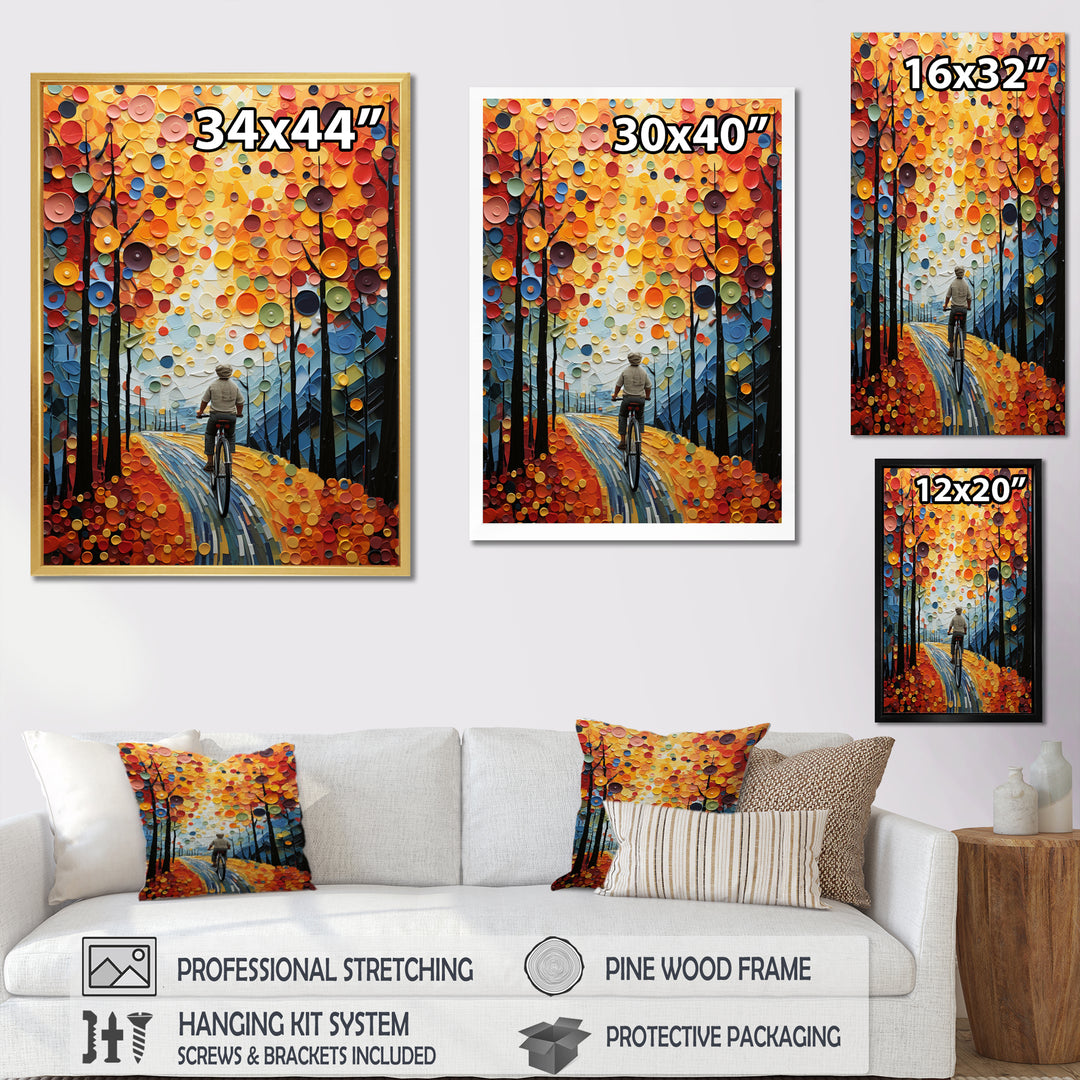 Bicycle Journey Pointillism - Bicycle Canvas Wall Art