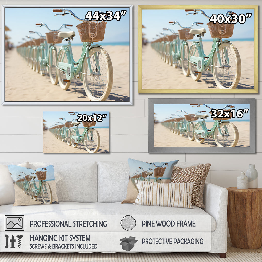 Bicycle Tranquil Pedaling By The Beach I - Bicycle Canvas Wall Art