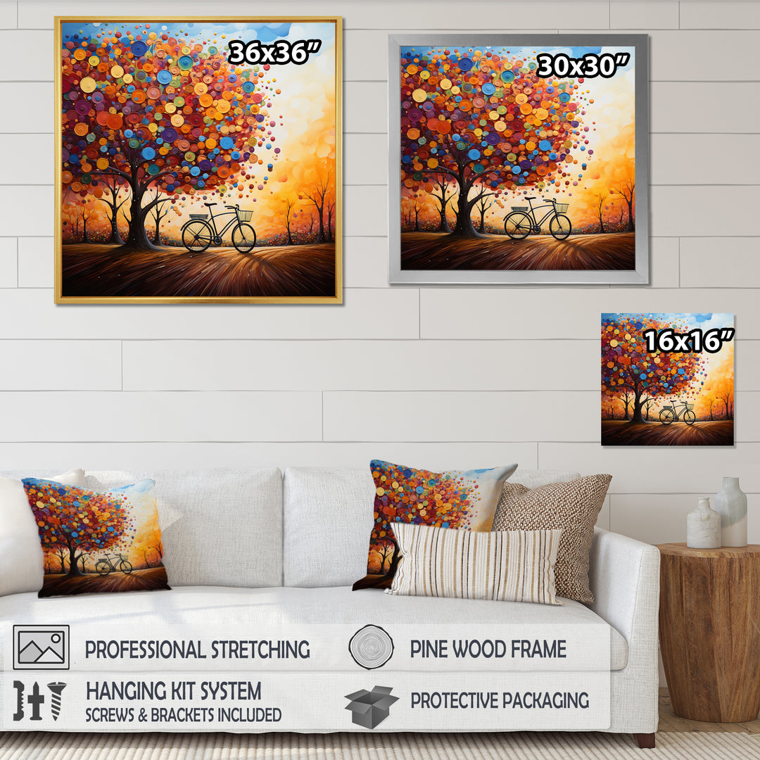 Bicycle Whirling Wheels Pointillism - Bicycle Canvas Wall Art