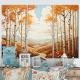 Birch Woods Autumn Whispers I - 3-Piece Canvas Wall Art