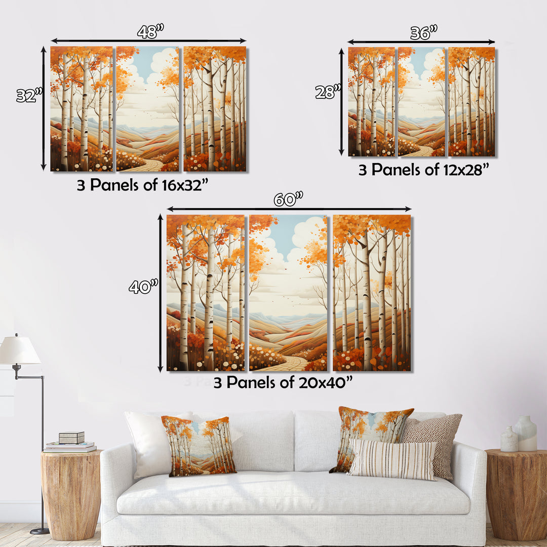 Birch Woods Autumn Whispers I - 3-Piece Canvas Wall Art