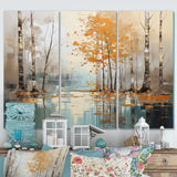 Birch Woods Golden Reflections I - Split Panel Canvas Art