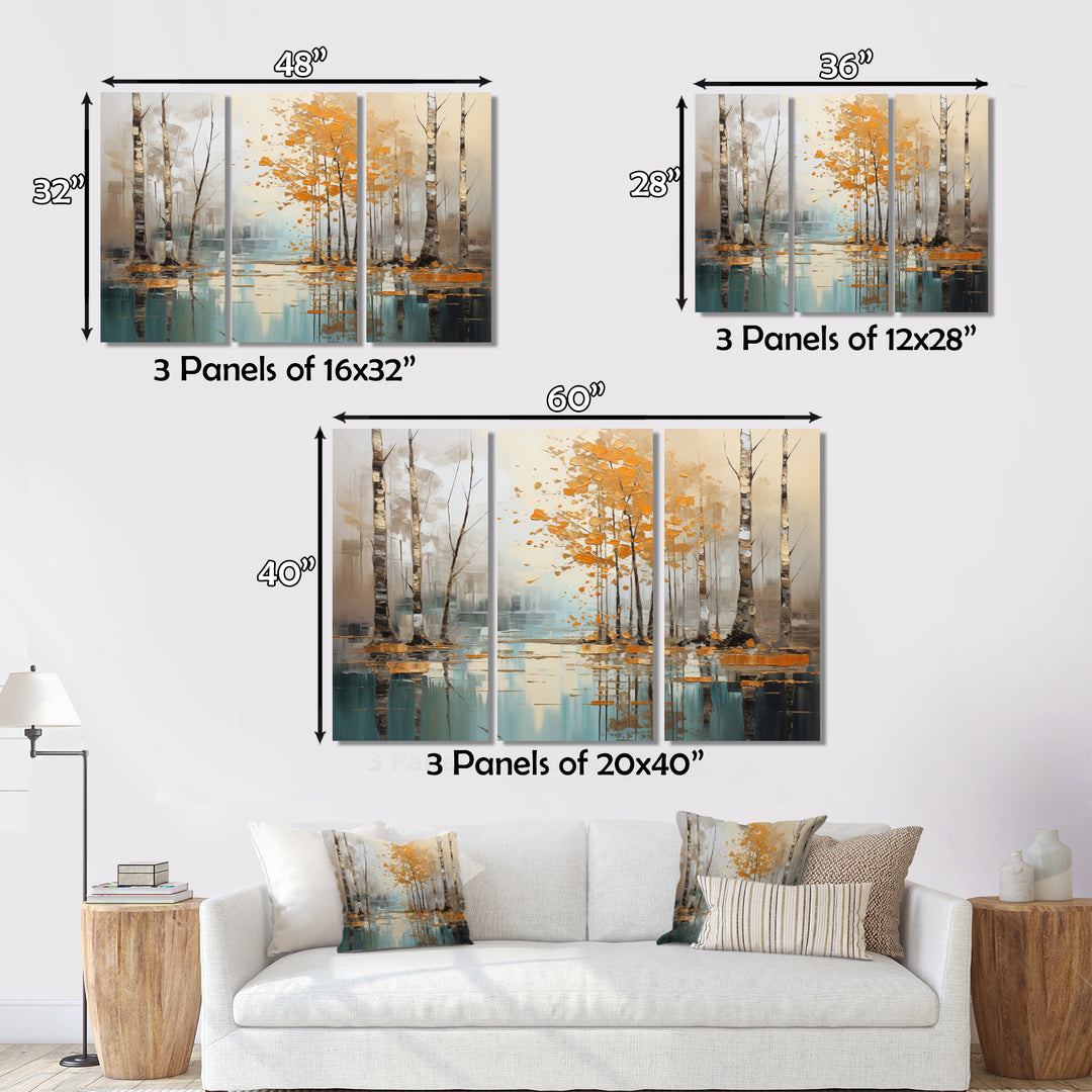 Birch Woods Golden Reflections I - Split Panel Canvas Art