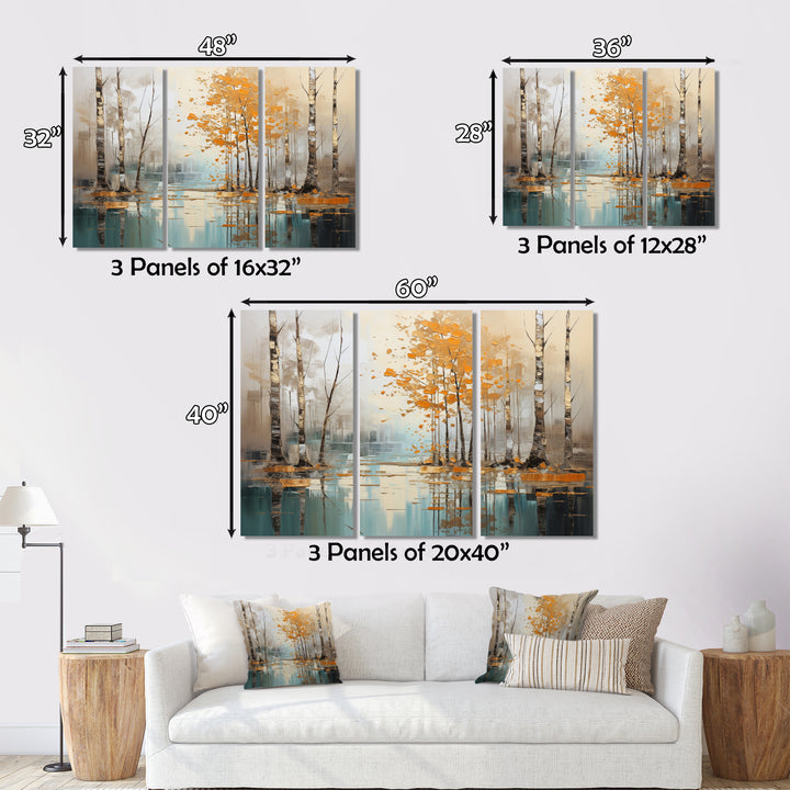Birch Woods Golden Reflections I - Split Panel Canvas Art