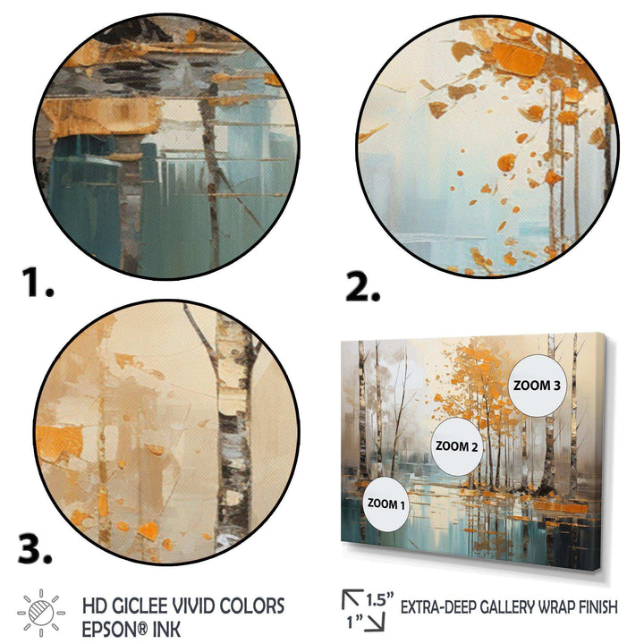 Birch Woods Golden Reflections I - Floral Canvas Wall Art