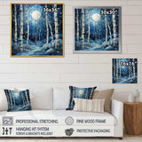 Birch Woods Mystic Moonlight I - Floral Canvas Wall Art