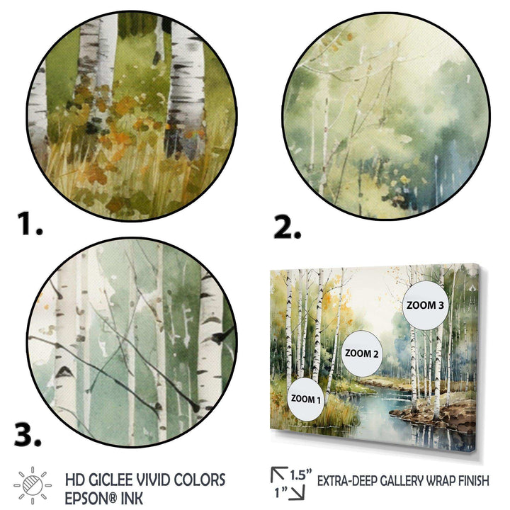 Birch Woods Silent Woods II - Floral Canvas Wall Art