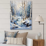 Birch Woods Winter Moonrise I - Floral Canvas Wall Art