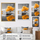 Monochrome Yellow Boat Reflections I - Boat Canvas Wall Art