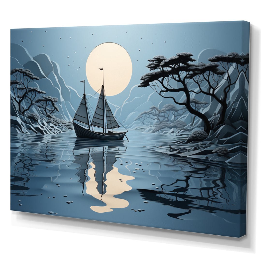 Blue Boat Collage - Boat Canvas Wall Art