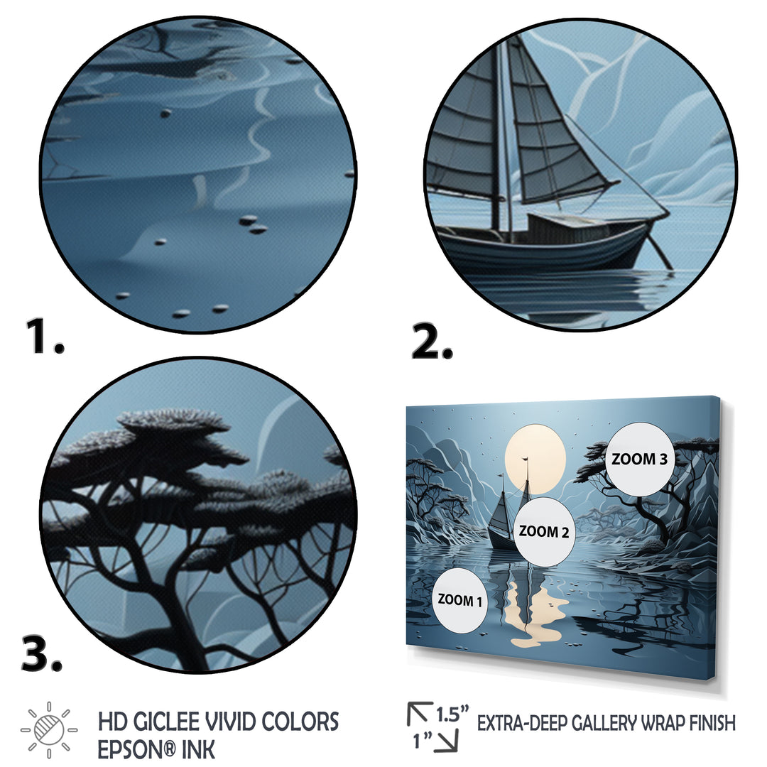 Blue Boat Collage - Boat Canvas Wall Art