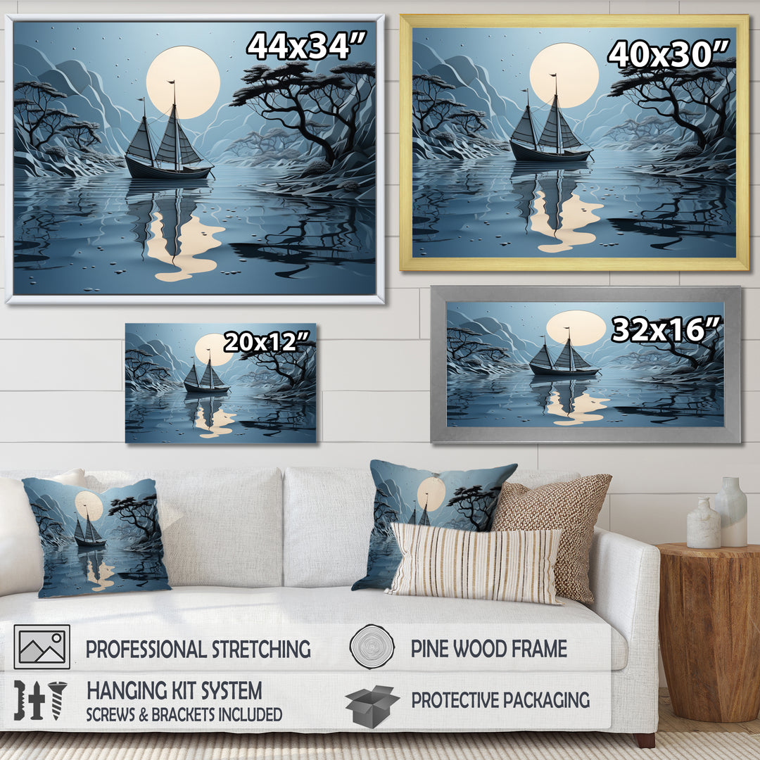 Blue Boat Collage - Boat Canvas Wall Art
