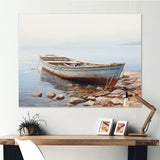 Boat Contemplative Shoreline - Boat Canvas Wall Art