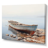 Boat Contemplative Shoreline - Boat Canvas Wall Art