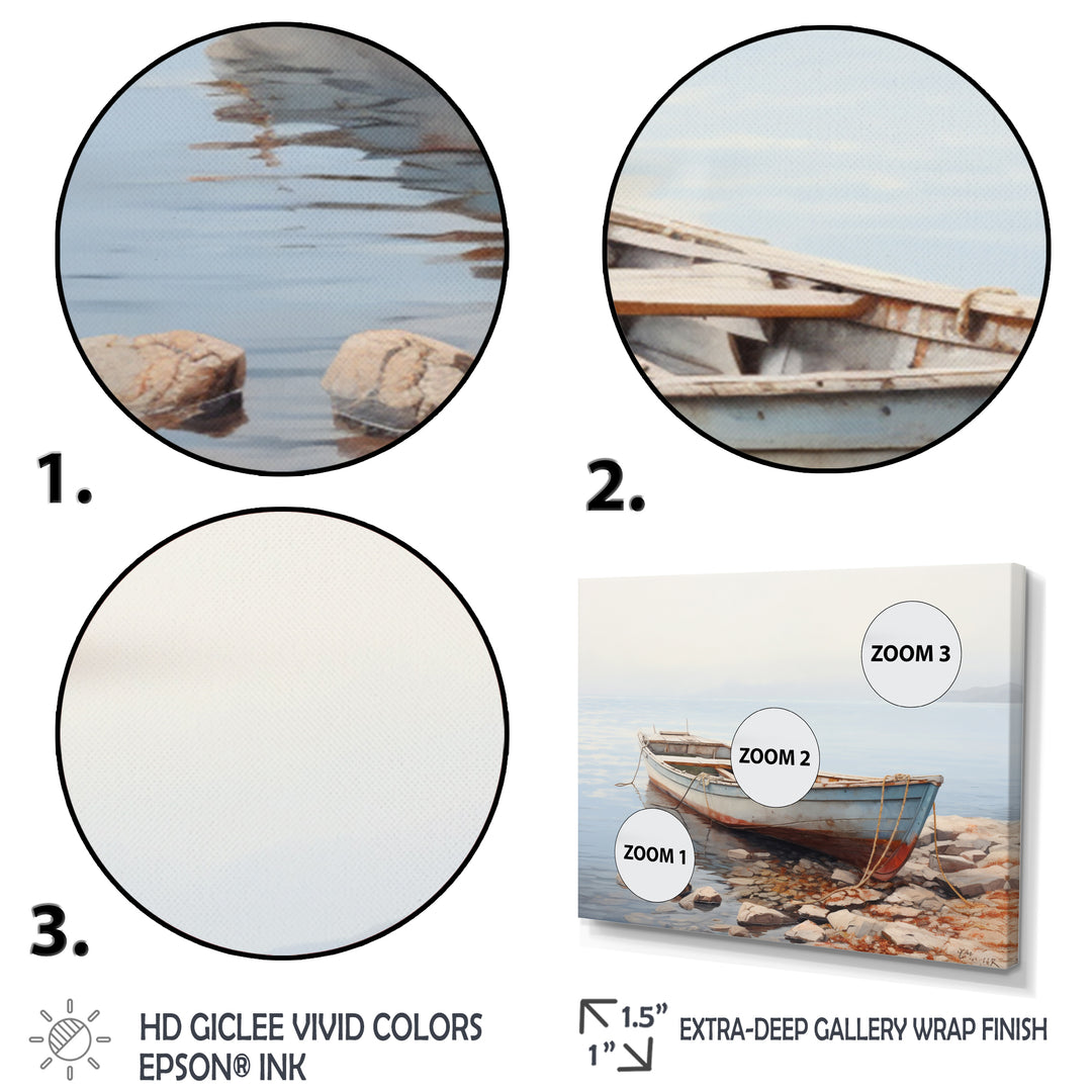 Boat Contemplative Shoreline - Boat Canvas Wall Art