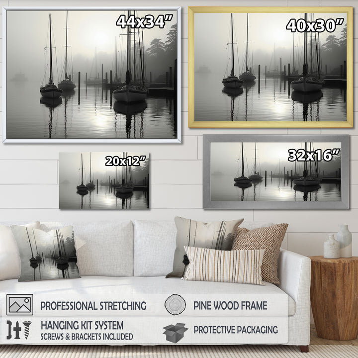 Boat Misty Harbor - Boat Canvas Wall Art
