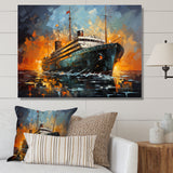 Boat Titanic Collage Interwoven I - Boat Canvas Wall Art