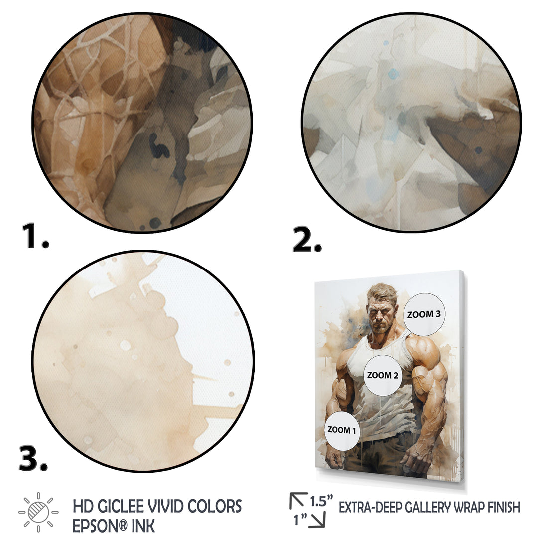 Bodybuilding Front Relaxed Pose I - Aerobic &amp; Bodybuilding Canvas Wall Art