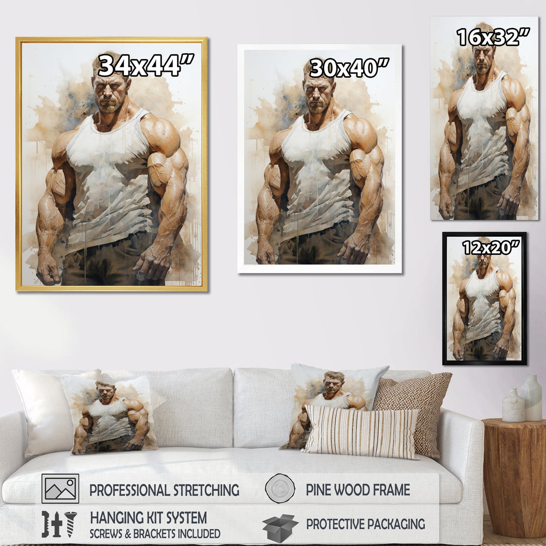 Bodybuilding Front Relaxed Pose I - Aerobic &amp; Bodybuilding Canvas Wall Art