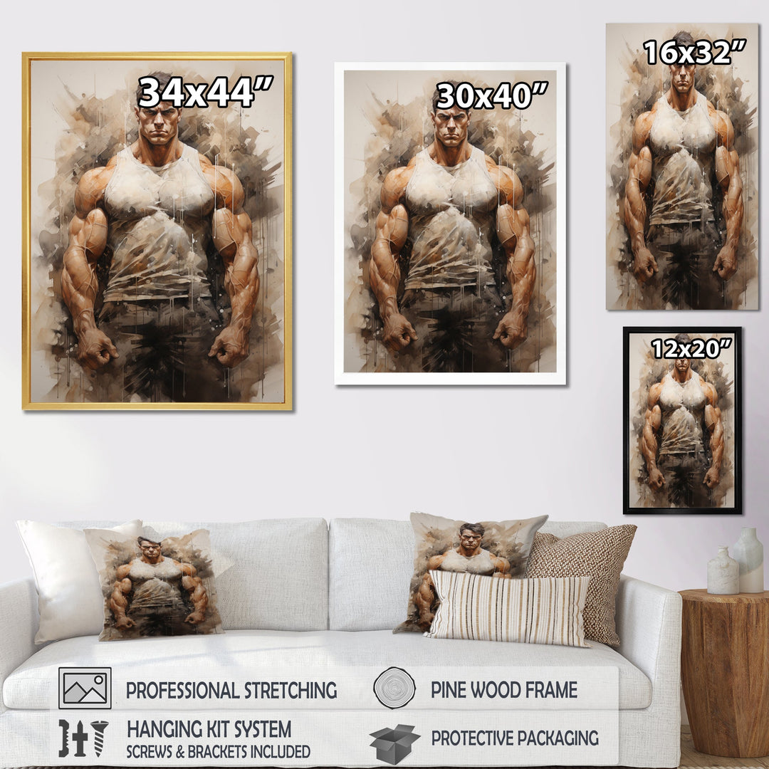 Bodybuilding The Titans Pose - Aerobic &amp; Bodybuilding Canvas Wall Art