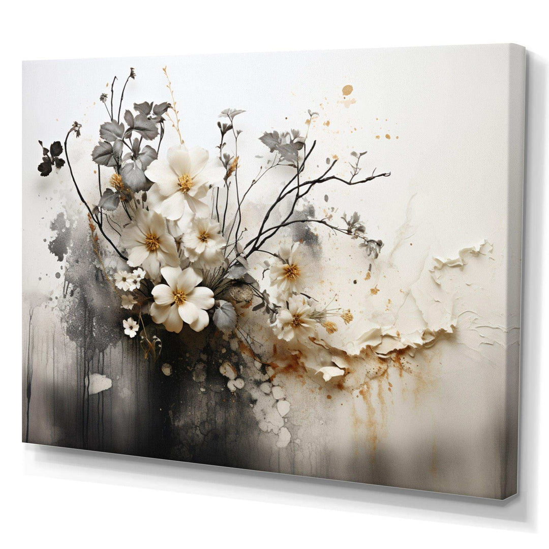Bohemian Earthly Floral Collage I - Abstract Canvas Wall Art