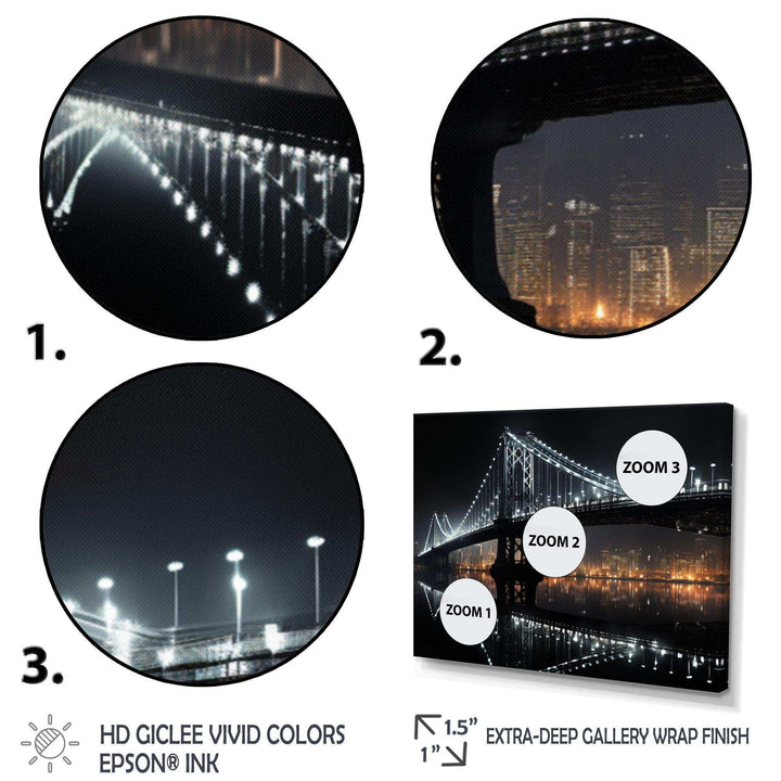 Black Bridge Of Light - Architecture Canvas Wall Art