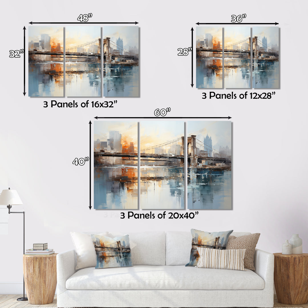Beige Bridge Reflective Connections - Split Panel Canvas Art