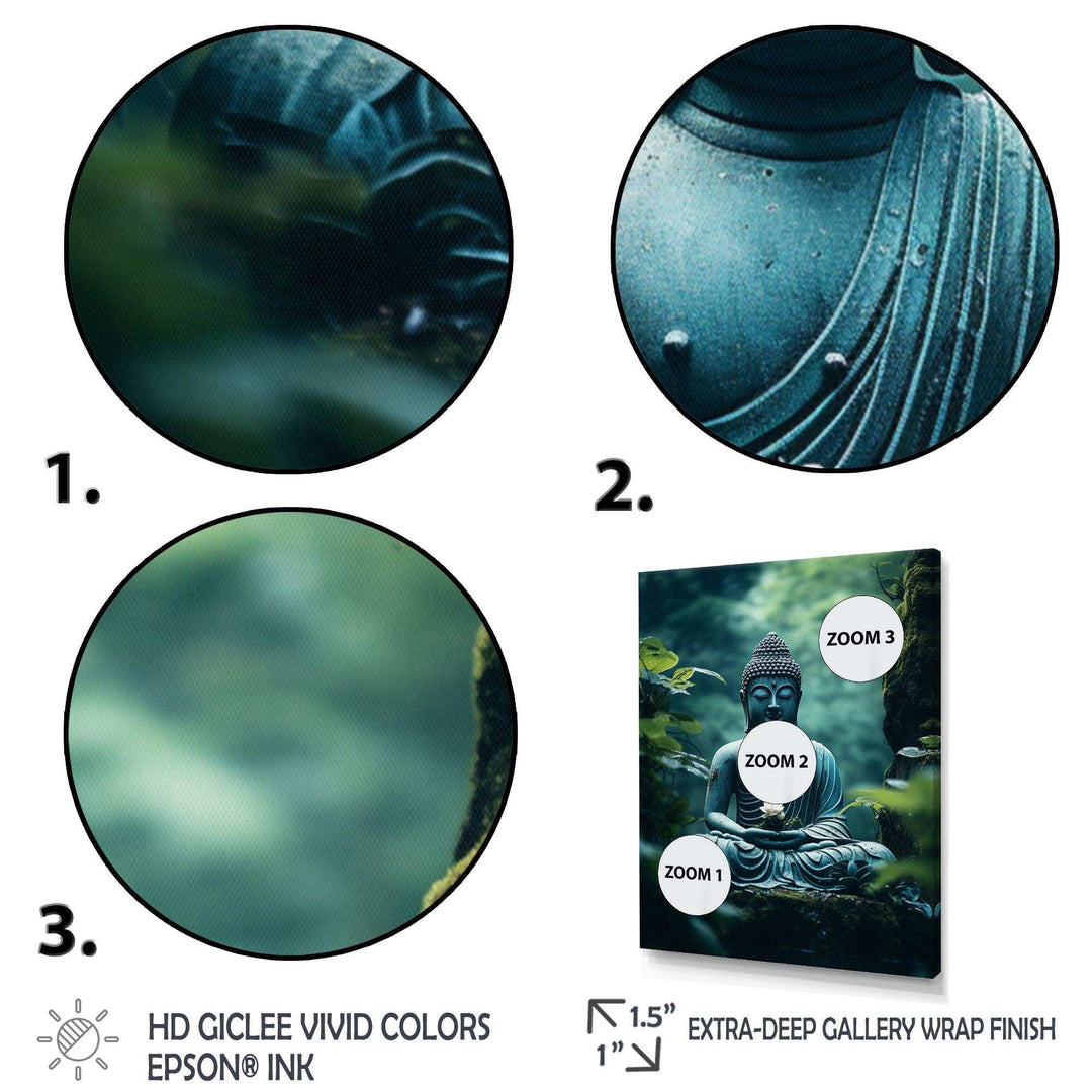 Teal Buddhism Buddhas Serenity I - Spiritual Canvas Wall Art
