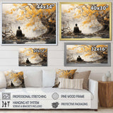 Grey And Yellow Buddhism Enlightened Path II - Spiritual Canvas Wall Art