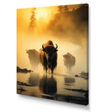 Yellow Black Buffalo Ethereal Grazing - Buffalo Canvas Wall Art