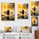 Yellow Black Buffalo Ethereal Grazing - Buffalo Canvas Wall Art