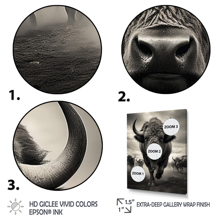 Grey Buffalo Grazing Giants - Buffalo Wall Decor