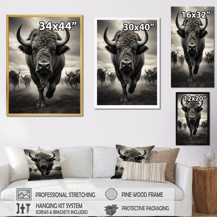 Grey Buffalo Grazing Giants - Buffalo Wall Decor