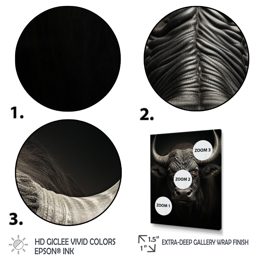 Grey Buffalo Majestic Horns - Buffalo Wall Art Prints