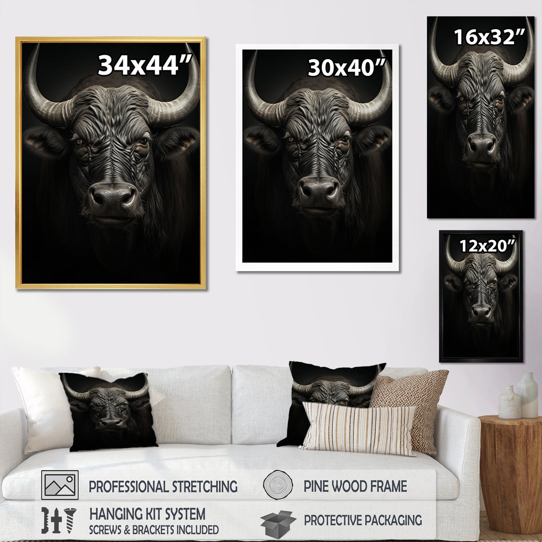 Grey Buffalo Majestic Horns - Buffalo Wall Art Prints